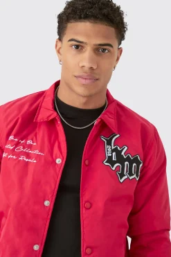 boohooMAN Nylon Bm Badge Colla Varsity Bomber In | UK| Coats & Jackets