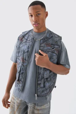 Nylon Camo Utility Vest | UK^boohooMAN Best