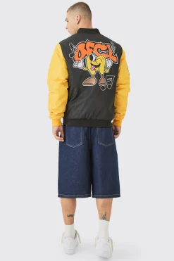 boohooMAN Nylon Embroidered Varsity Jacket In | UK| Coats & Jackets