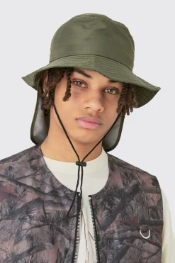 boohooMAN Nylon Neck Flap Boonie Hat In | UK| Hats & Caps
