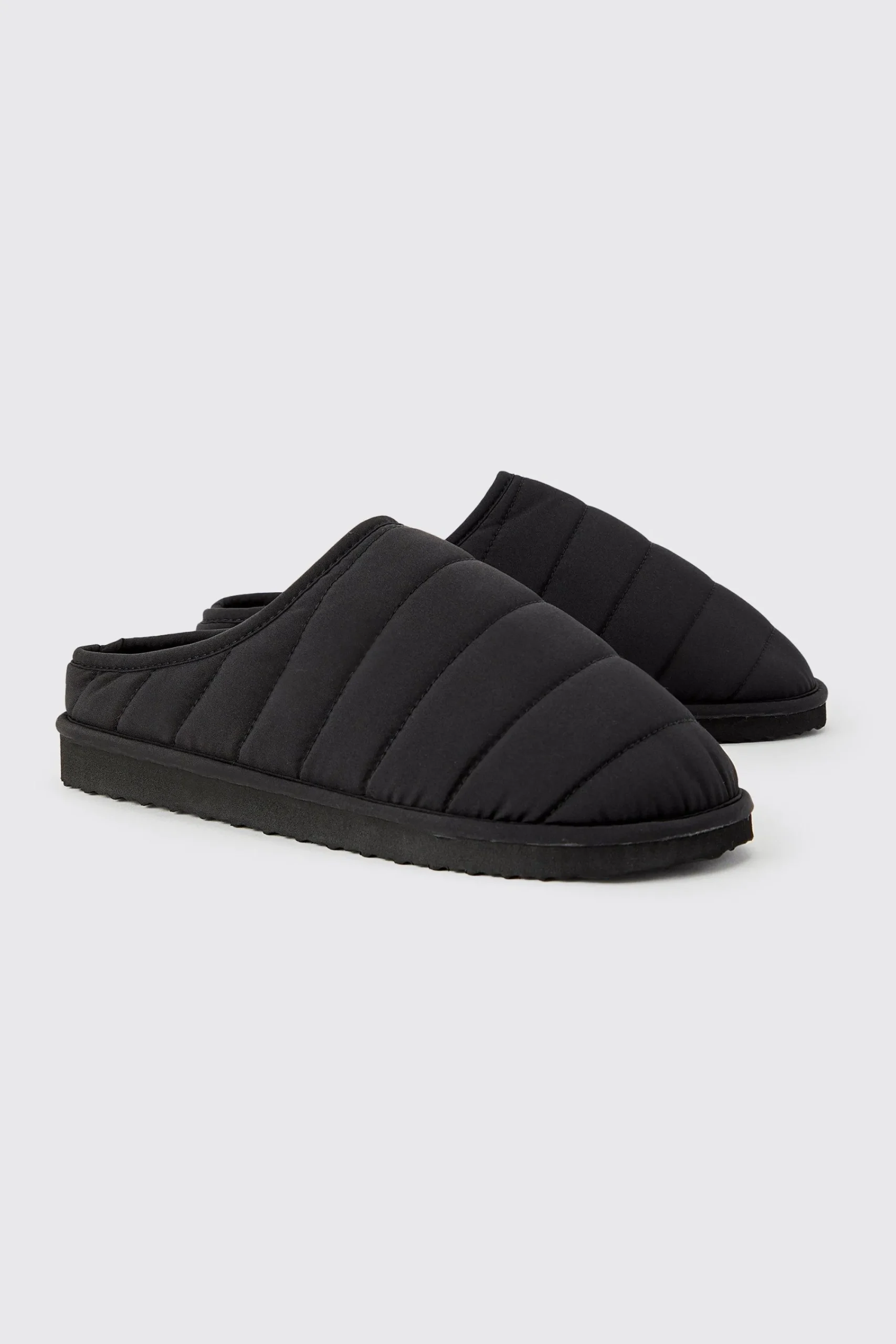 boohooMAN Nylon Quilted Slippers | UK| Sliders & Slippers