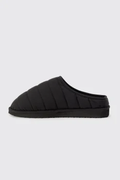 boohooMAN Nylon Quilted Slippers | UK| Sliders & Slippers