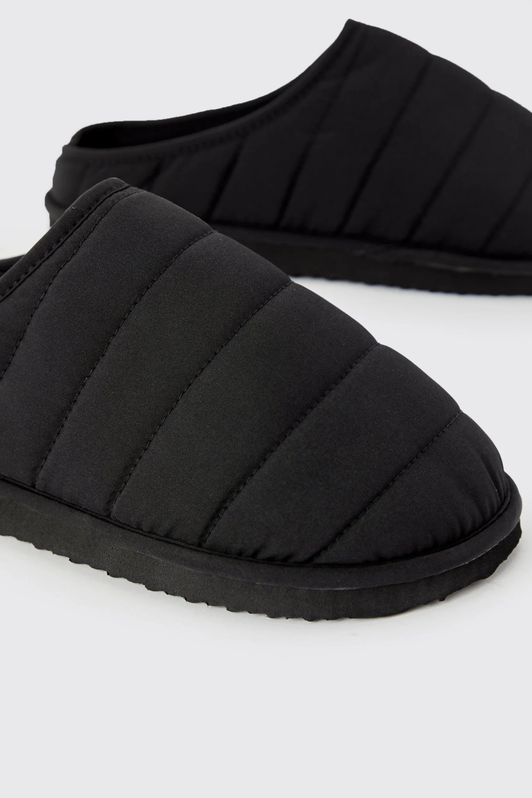 boohooMAN Nylon Quilted Slippers | UK| Sliders & Slippers