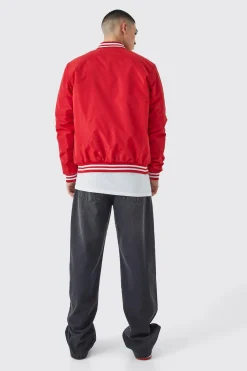 boohooMAN Nylon Varsity Jacket With Badges | UK| Coats & Jackets