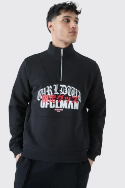 boohooMAN Ofcl Man Worldwide 1/4 Zip Sweatshirt | UK| Hoodies & Sweatshirts