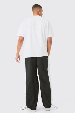 boohooMAN OFCL Side Panel Parachute Pants | UK| Trousers
