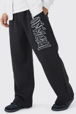 boohooMAN Official Applique Wide Fit Jogger | UK| Trousers|Joggers