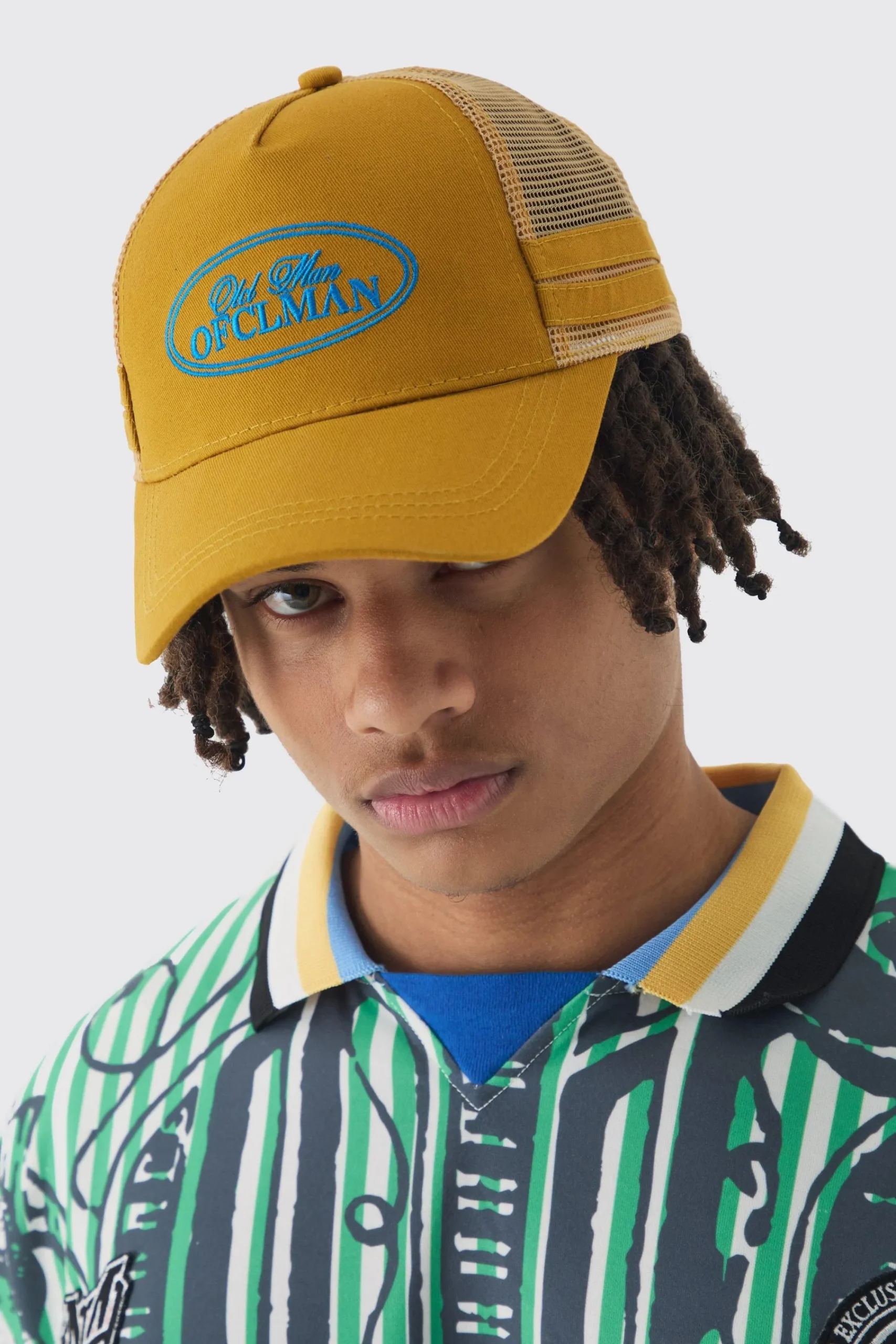 boohooMAN Official Embroidered Mesh Panel Cap In | UK| Hats & Caps