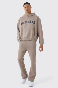 boohooMAN Official Gothic Text Gusset Tracksuit | UK| Tracksuits