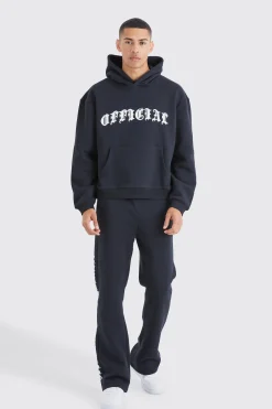 boohooMAN Official Gothic Text Gusset Tracksuit | UK| Tracksuits