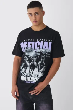 Official Horse Print T-Shirt | UK^boohooMAN Best