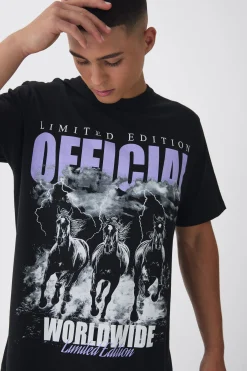 Official Horse Print T-Shirt | UK^boohooMAN Best