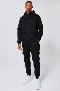 boohooMAN Official Man Cargo Hooded Panelled Tracksuit | UK| Tracksuits