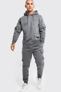 boohooMAN Official Man Cargo Hooded Panelled Tracksuit | UK| Tracksuits