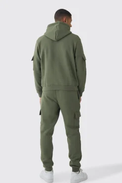 boohooMAN Official Man Regular Fit Panelled Cargo Hooded Tracksuit | UK| Tracksuits
