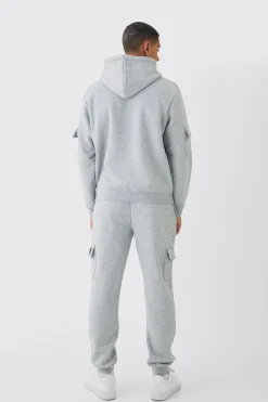 boohooMAN Official Man Regular Fit Panelled Cargo Hooded Tracksuit | UK| Tracksuits
