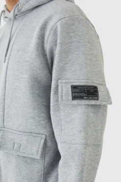 boohooMAN Official Man Regular Fit Panelled Cargo Hooded Tracksuit | UK| Tracksuits