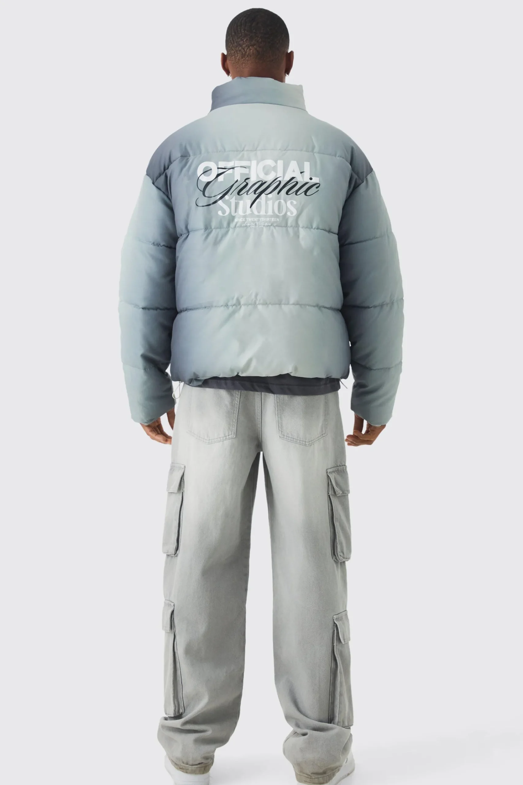 boohooMAN Official Ombre Funnel Neck Puffer In | UK| Coats & Jackets