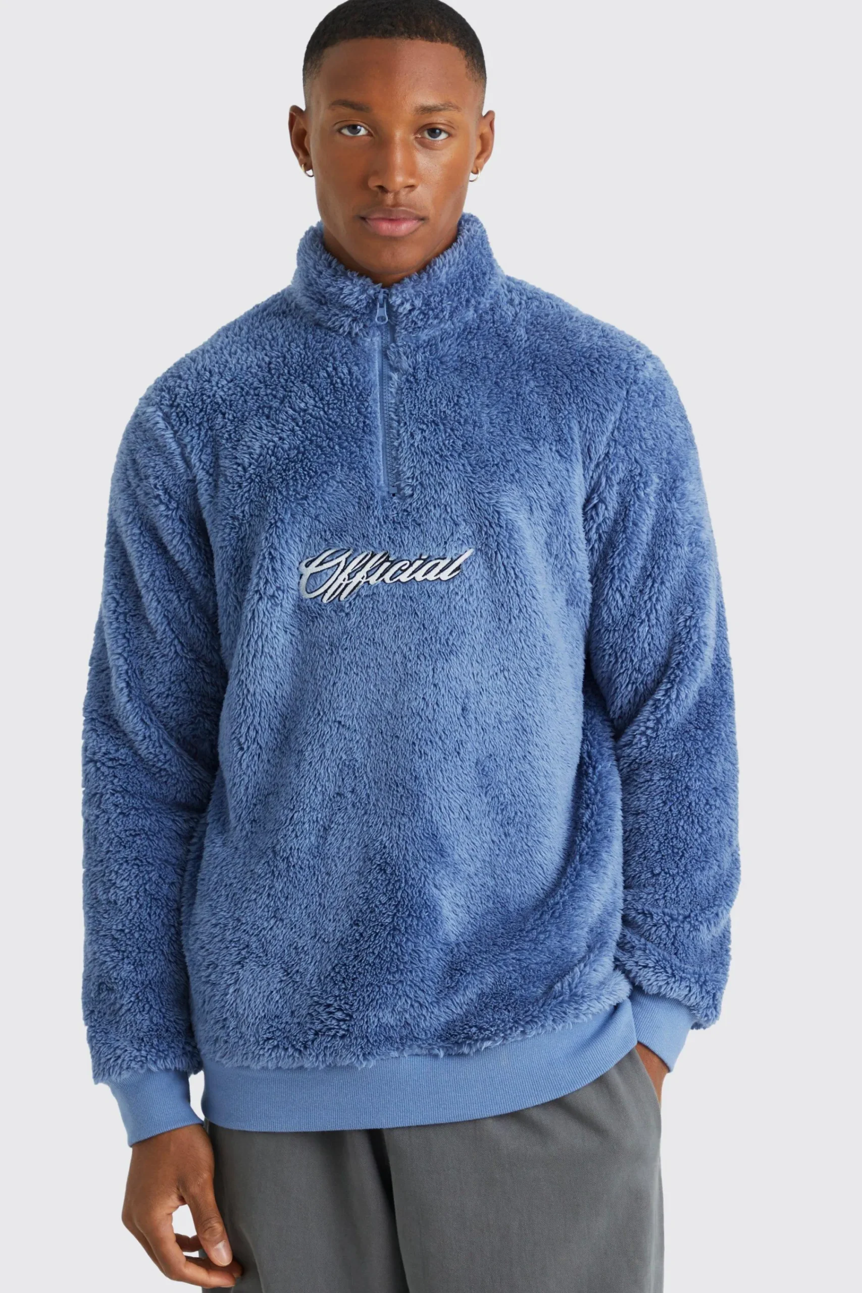 boohooMAN Official Piping Borg 1/4 Zip Funnel Sweat | UK| Hoodies & Sweatshirts