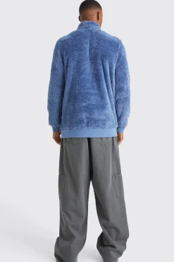 boohooMAN Official Piping Borg 1/4 Zip Funnel Sweat | UK| Hoodies & Sweatshirts