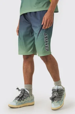 boohooMAN Ombre Applique Moto Mesh Long Length Basketball Shorts | UK| Shorts