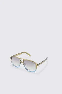boohooMAN Ombre Frame Plastic Aviator Sunglasses In | UK| Sunglasses