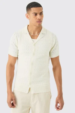 boohooMAN Open Stitch Button Down Knitted Shirt In | UK| Shirts