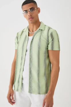 boohooMAN Open Stitch Sheer Stripe Shirt | UK| Shirts