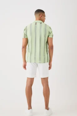 boohooMAN Open Stitch Sheer Stripe Shirt | UK| Shirts