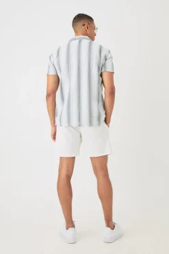 boohooMAN Open Stitch Sheer Stripe Shirt | UK| Shirts