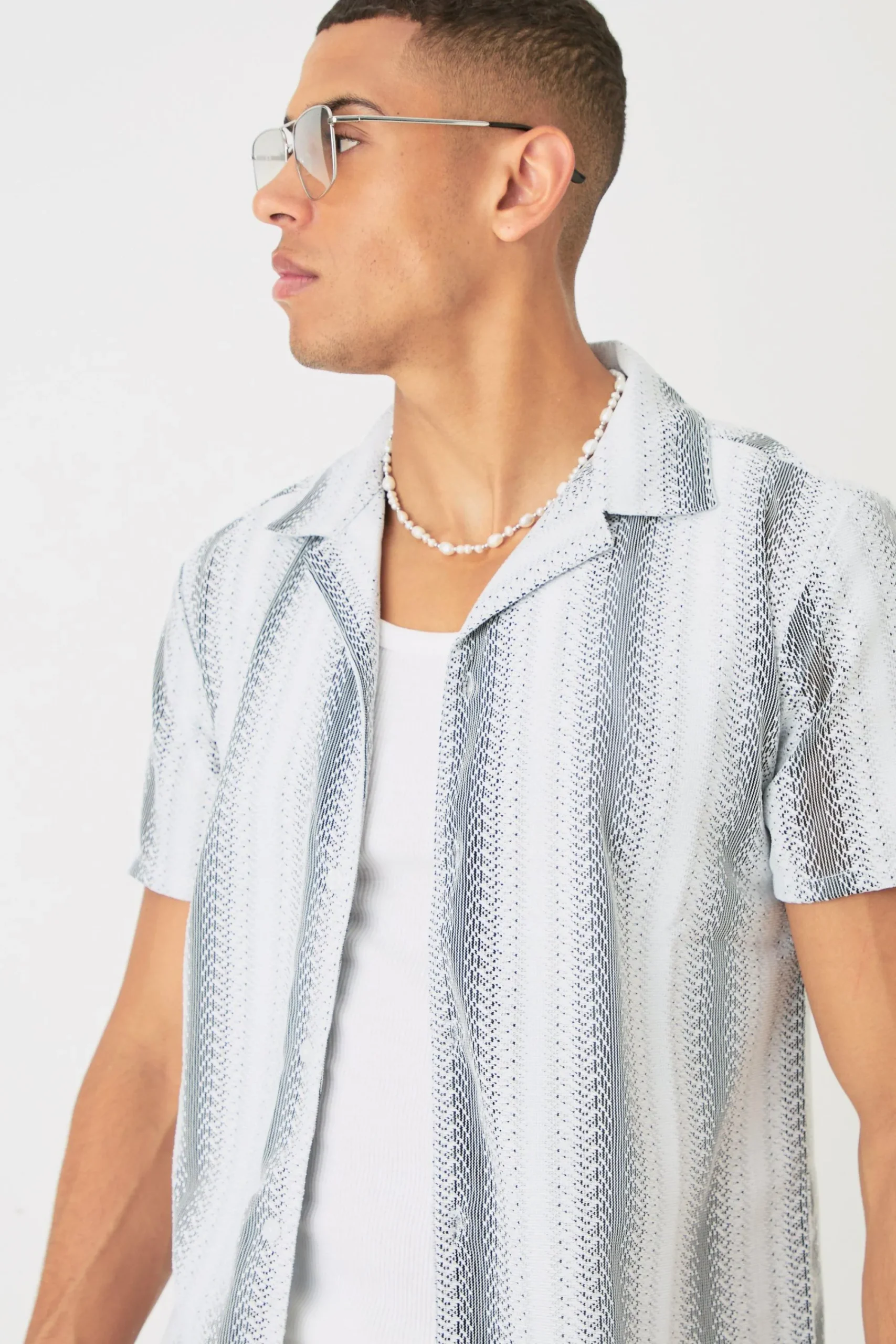boohooMAN Open Stitch Sheer Stripe Shirt | UK| Shirts