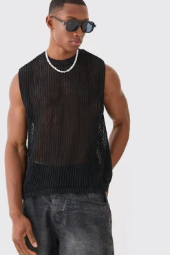 Open Stitch Tank In | UK^boohooMAN Discount