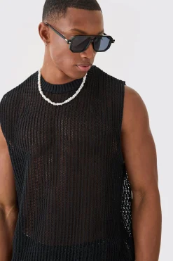 Open Stitch Tank In | UK^boohooMAN Discount