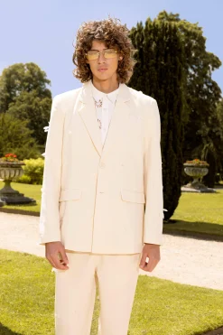 boohooMAN Organza Embroidered Relaxed Suit Jacket | UK| Suits & Tailoring