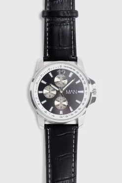 boohooMAN Original Man Faux Leather Strap Watch | UK| Jewellery & Watches