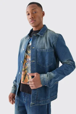 boohooMAN Overdye Western Contrast Stitch Overshirt | UK| Shirts