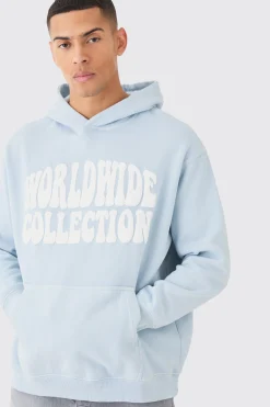 boohooMAN Overdye Worldwide Puff Print Hoodie | UK| Hoodies & Sweatshirts