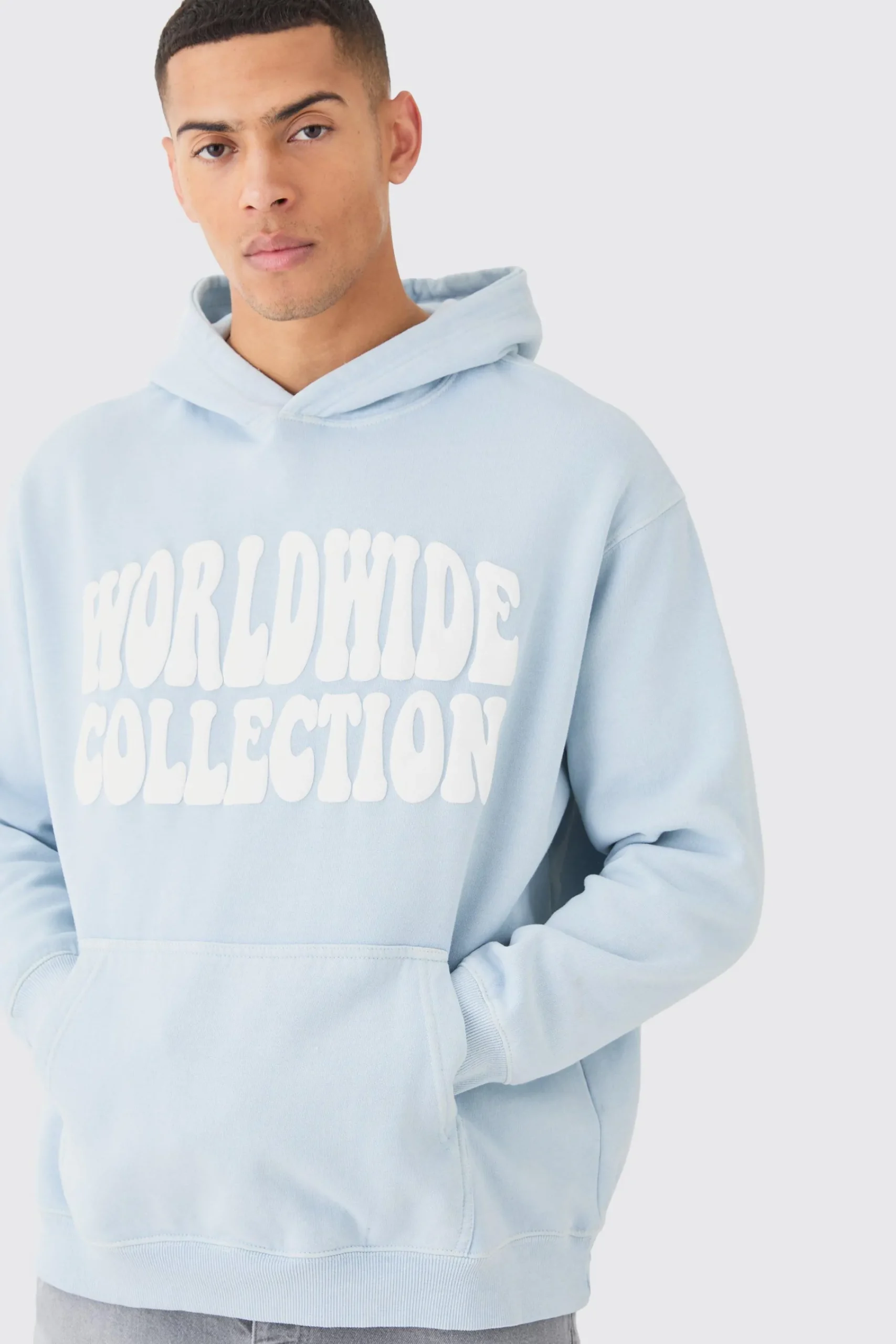 boohooMAN Overdye Worldwide Puff Print Hoodie | UK| Hoodies & Sweatshirts