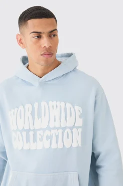 boohooMAN Overdye Worldwide Puff Print Hoodie | UK| Hoodies & Sweatshirts