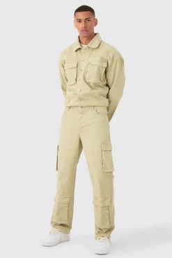 boohooMAN Overdyed Oversized Cargo Pocket Denim Boilersuit In | UK| Jeans