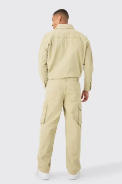 boohooMAN Overdyed Oversized Cargo Pocket Denim Boilersuit In | UK| Jeans