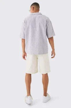 boohooMAN Overhead V Neck Geo Textured Shirt | UK| Shirts