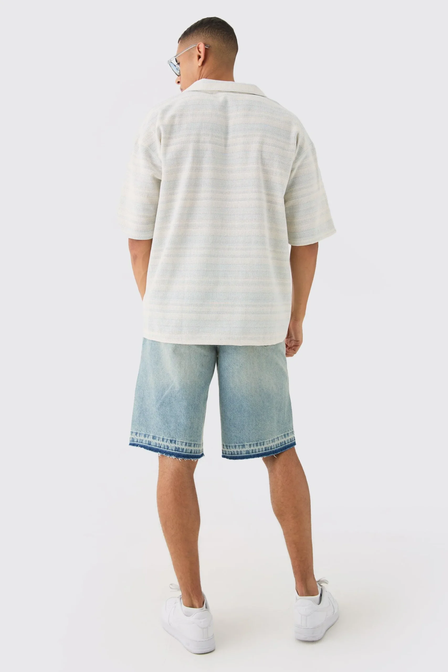 boohooMAN Overhead V Neck Woven Stripe Shirt | UK| Shirts