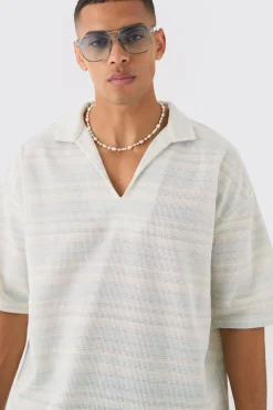 boohooMAN Overhead V Neck Woven Stripe Shirt | UK| Shirts