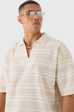 boohooMAN Overhead V Neck Woven Stripe Shirt | UK| Shirts