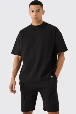 boohooMAN Overisized T-shirt & Short Interlock Set | UK| Sets & Co-Ords|Tracksuits
