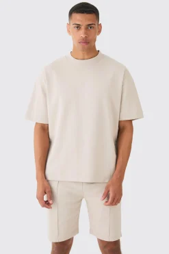 boohooMAN Overisized T-shirt & Short Interlock Set | UK| Sets & Co-Ords|Tracksuits