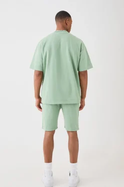 boohooMAN Overisized T-shirt & Short Interlock Set | UK| Sets & Co-Ords|Tracksuits