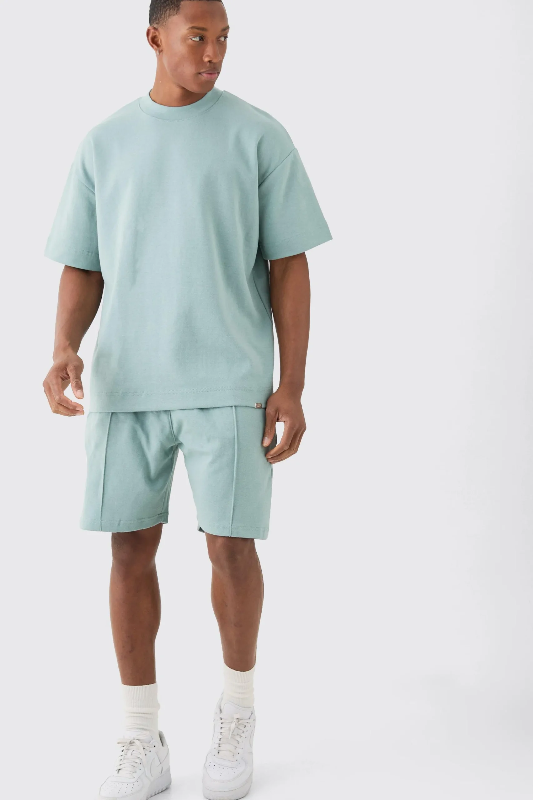 boohooMAN Overisized T-shirt & Short Interlock Set | UK| Sets & Co-Ords|Tracksuits