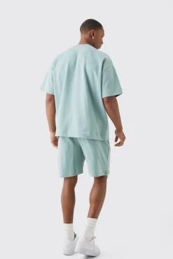 boohooMAN Overisized T-shirt & Short Interlock Set | UK| Sets & Co-Ords|Tracksuits